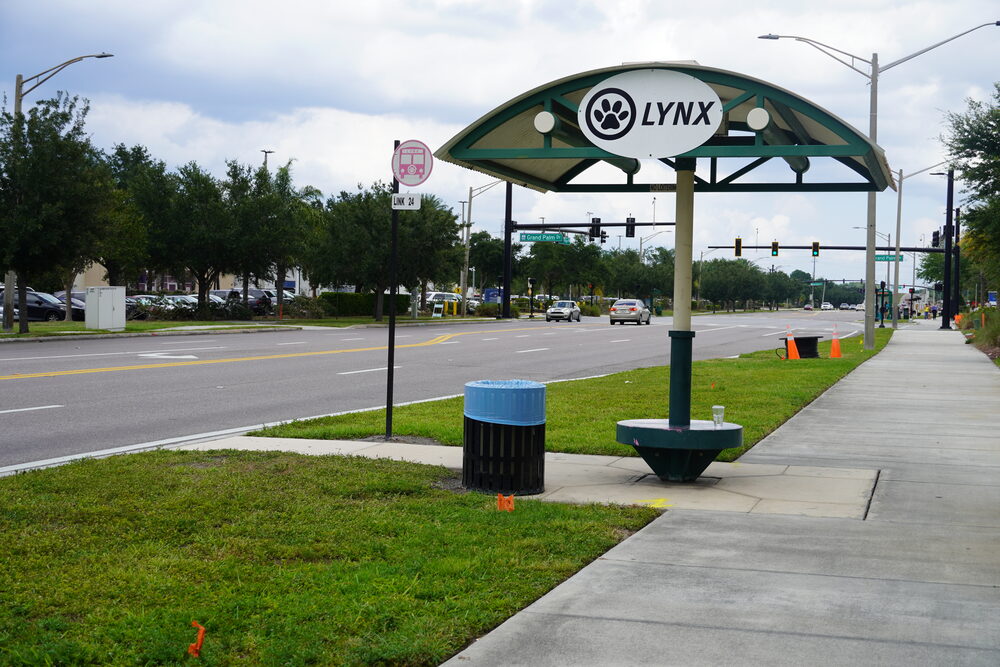 LYNX bus stop on International Drive, Orlando