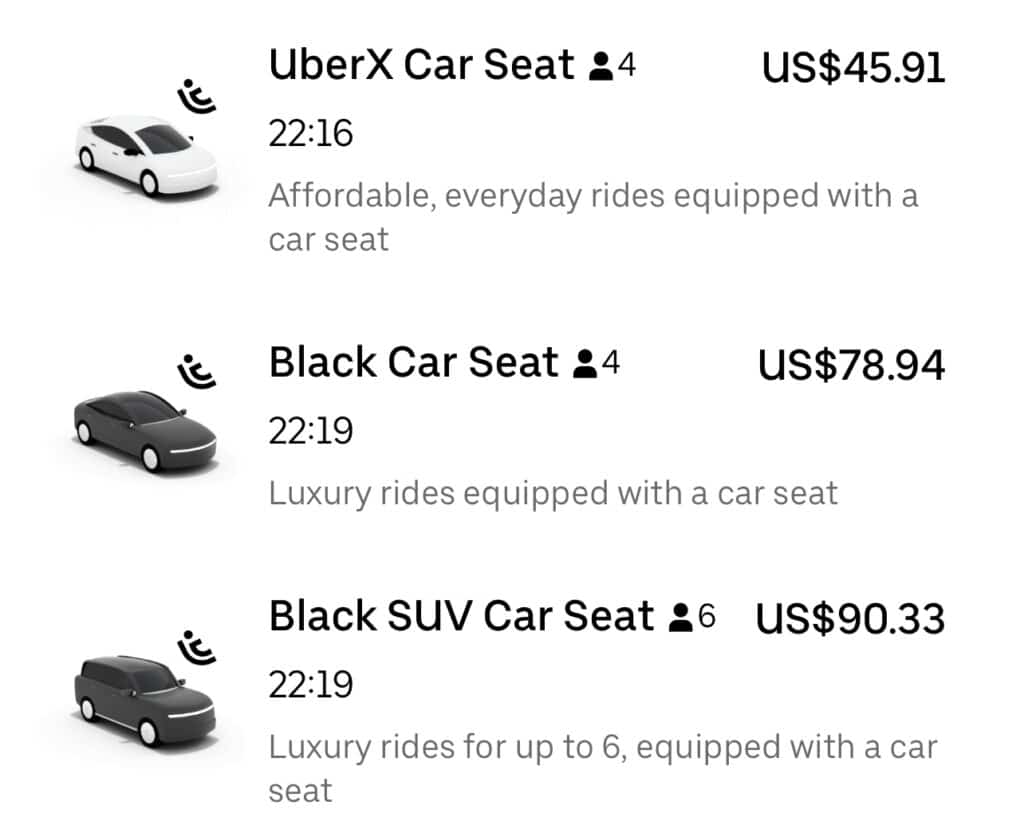 Uber bring your own car outlet seat