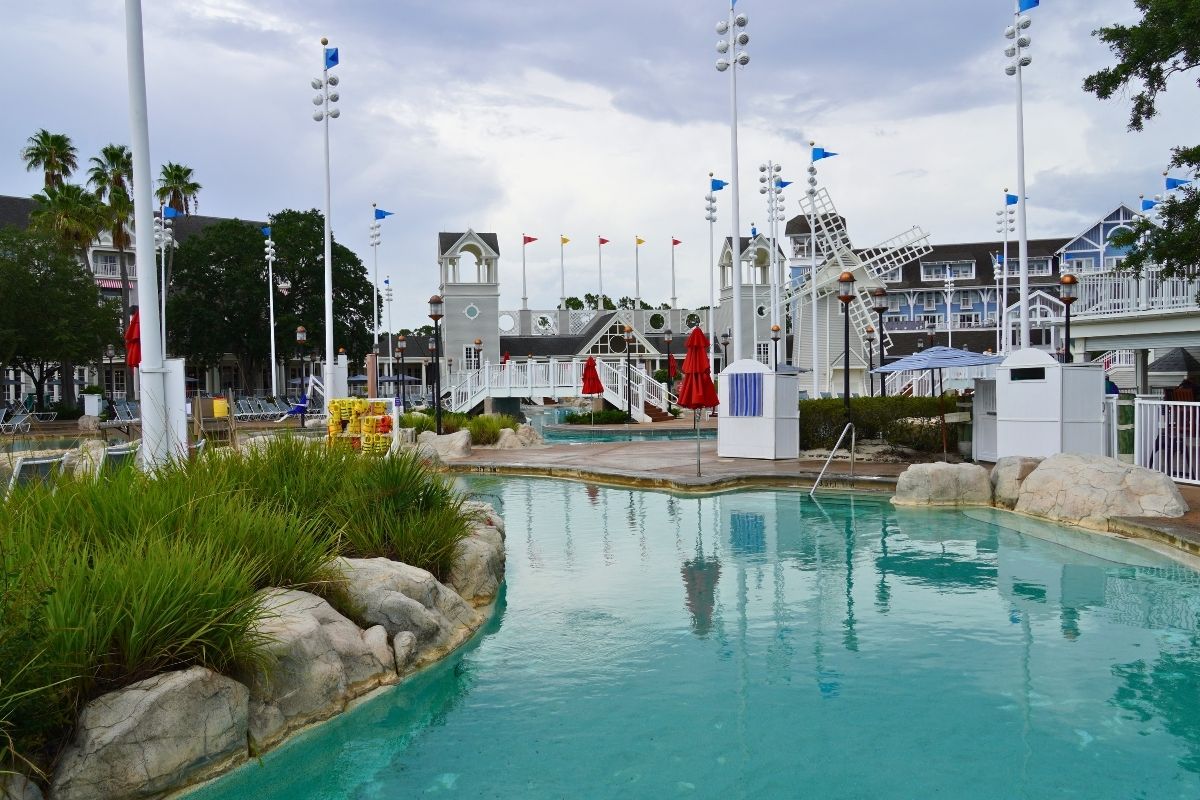 Lazy river and outdoor pool area at Disney's Yacht Club Resort, Walt Disney World, Orlando