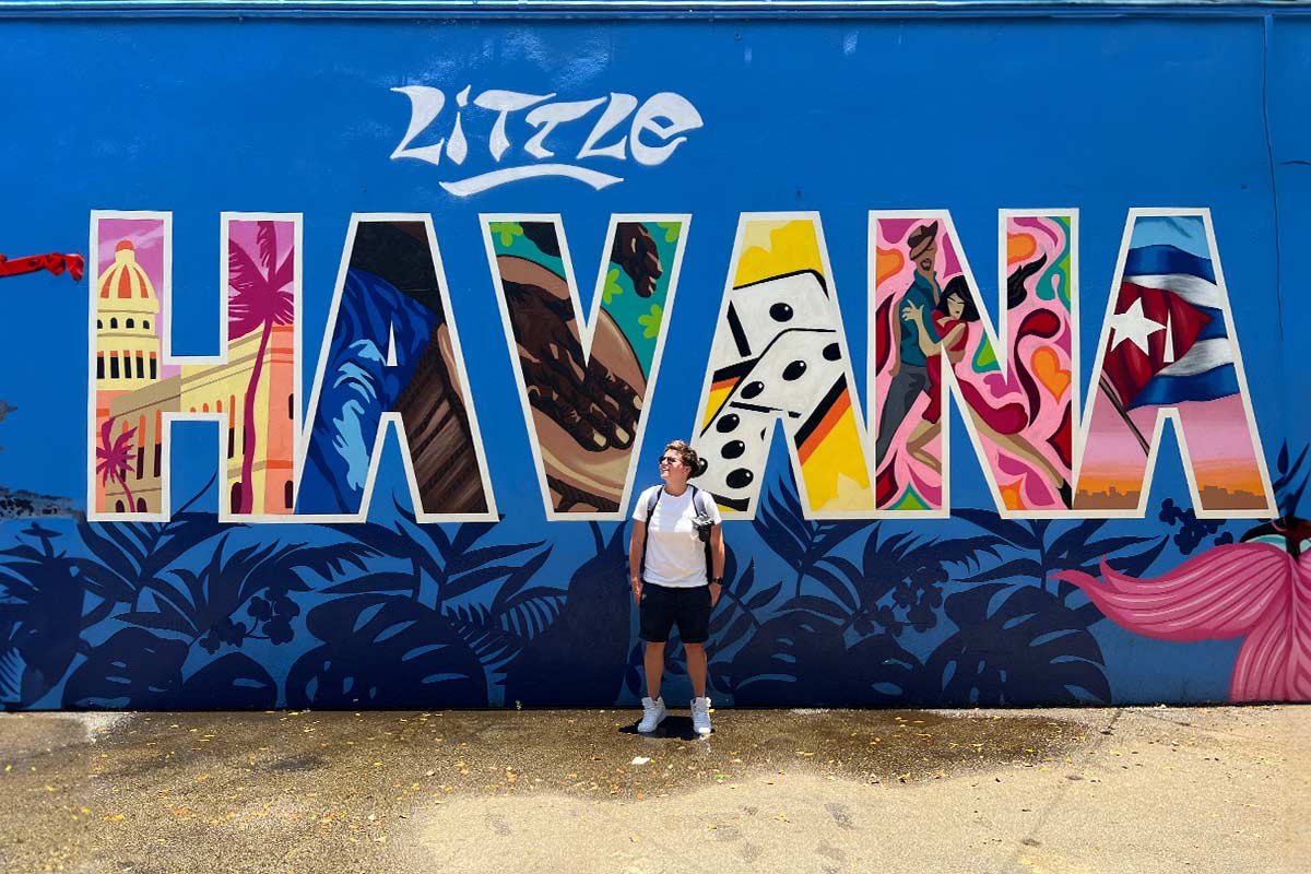 Cora Stood in Front of the Little Havana Mureal in Miami Florida